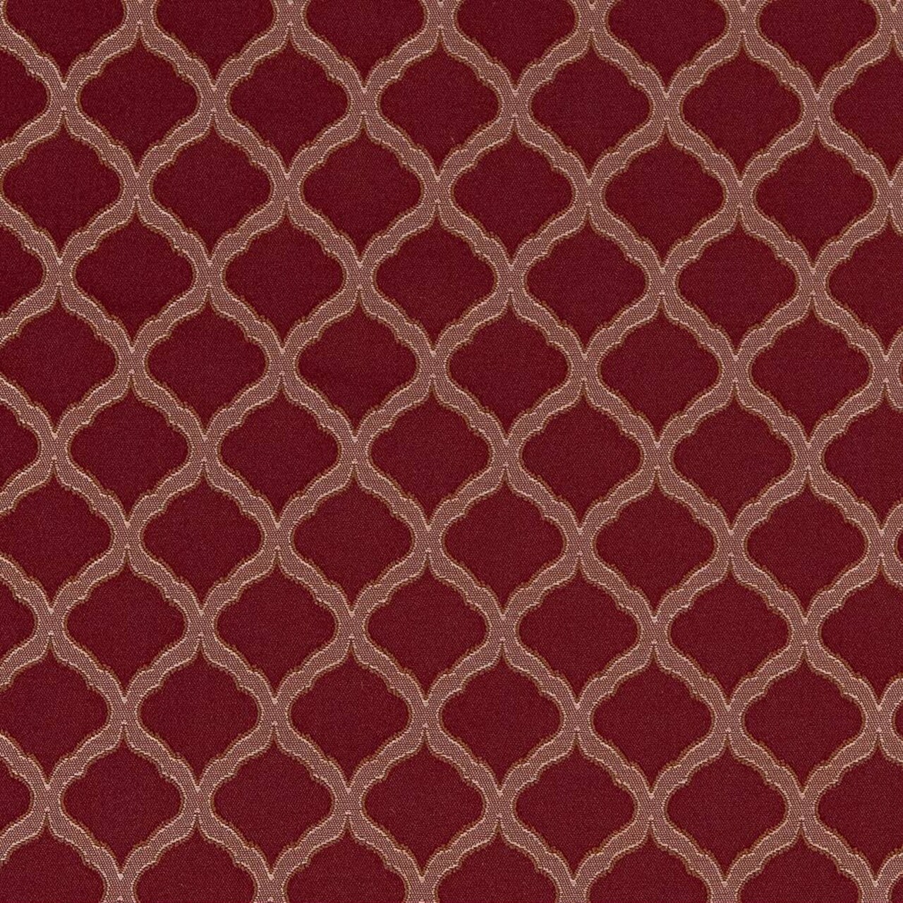 Merlot Ogee - Red & Burgundy Abstract & Geometric,Small Scale Upholstery Fabric 54 Inches"